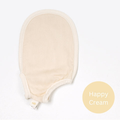 Bamboo Bebe Reversible Bath Towel Mitt - Happy Cream