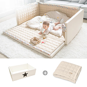 GGUMBI Bumper Bed Lucky Star Large Cream White + Non-Slip Cotton Pad Set (Preorder)