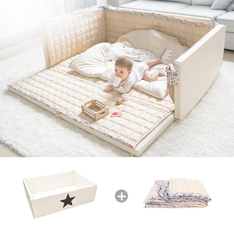 GGUMBI Bumper Bed Lucky Star Large Cream White + Fabric Guard Set
