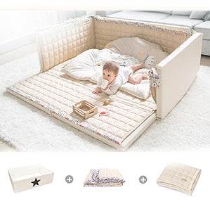 GGUMBI Bumper Bed Lucky Star Large Cream White + Non-Slip Cotton Pad + Fabric Guard Set (Preorder)