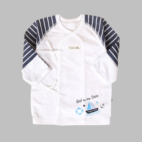 Organic Boom Newborn Babyshirt - Navy Boat/Summer Size 60