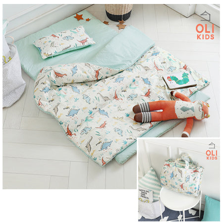 OLI KIDS Cotton Sleep Bedding Set (Comforter + Pad + Pillowcase + Pillow Filler) - Dino