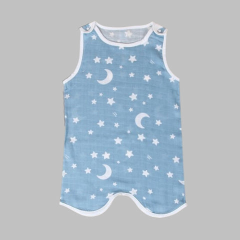 Organic Boom Moonstar Bamboo Gauze Sleeping Vest - Blue Size 110