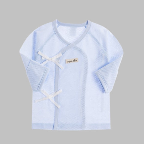 Organic Boom Cotton Mesh Newborn Babyshirt - Blue