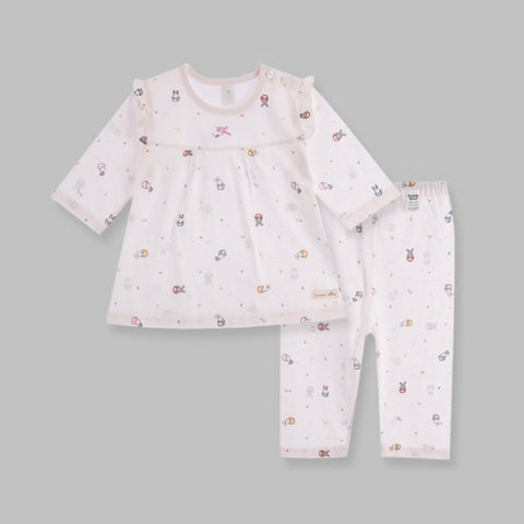 Organic Boom Girls Half Sleeve - Pink Bunny Size 100