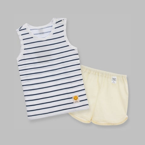 Organic Boom Sleeveless Set - Navy Smile Size 100