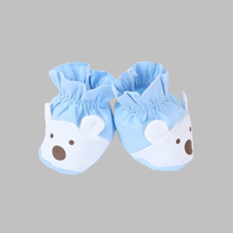 Organic Boom Newborn Foot Covers - Kiki Bear Blue/Summer