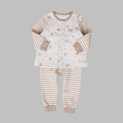 Organic Boom Girls Long Sleeve - Beige/Teddy Bear Size 90