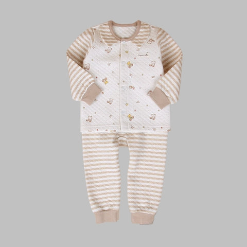Organic Boom Collar Long Sleeve - Beige/Teddy Bear Size 90